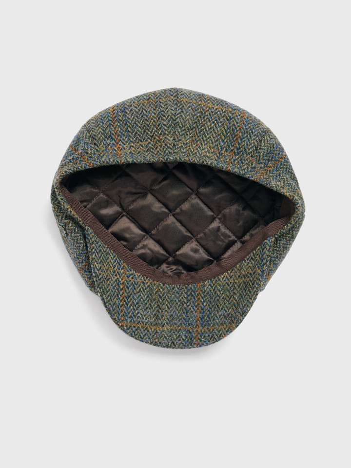 Blue Check Harris Tweed® Baker Boy Cap Inside