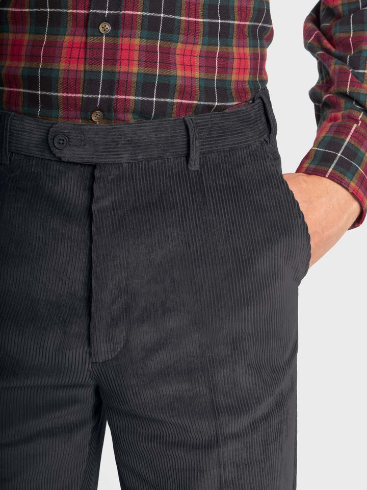 Flat Front Charcoal Trousers