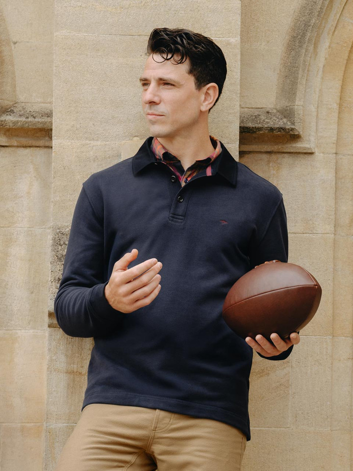 Mens Navy Rugby Sweatshirt