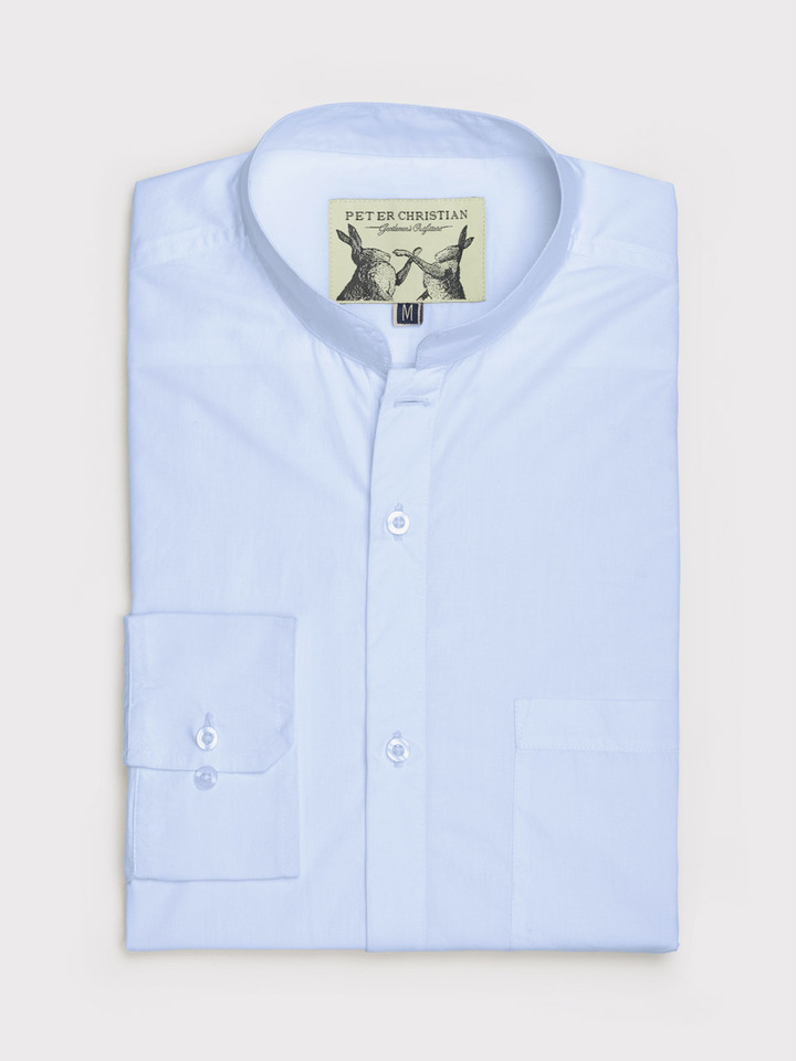Blue nehru collar shirt