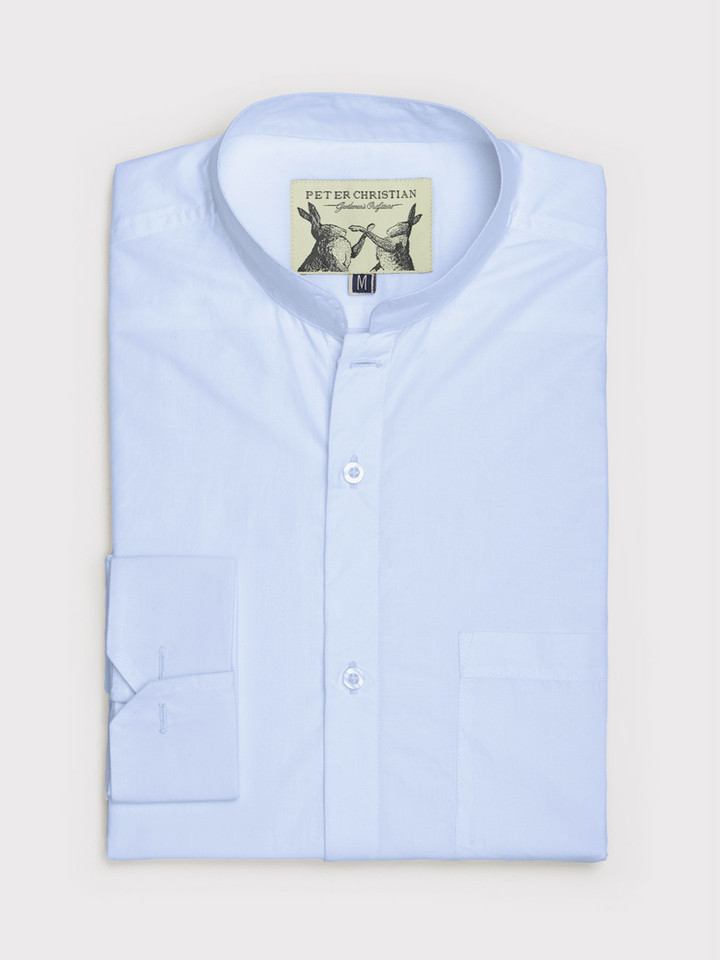 Blue nehru collar shirt