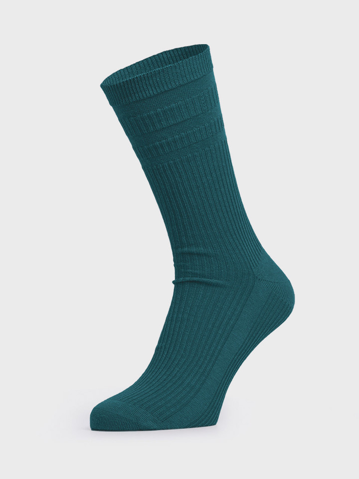Mens Teal Blue HJ Softop® Cotton Socks on Foot