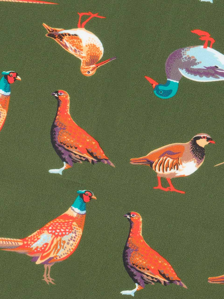 Green Birds Pocket Square Close-up