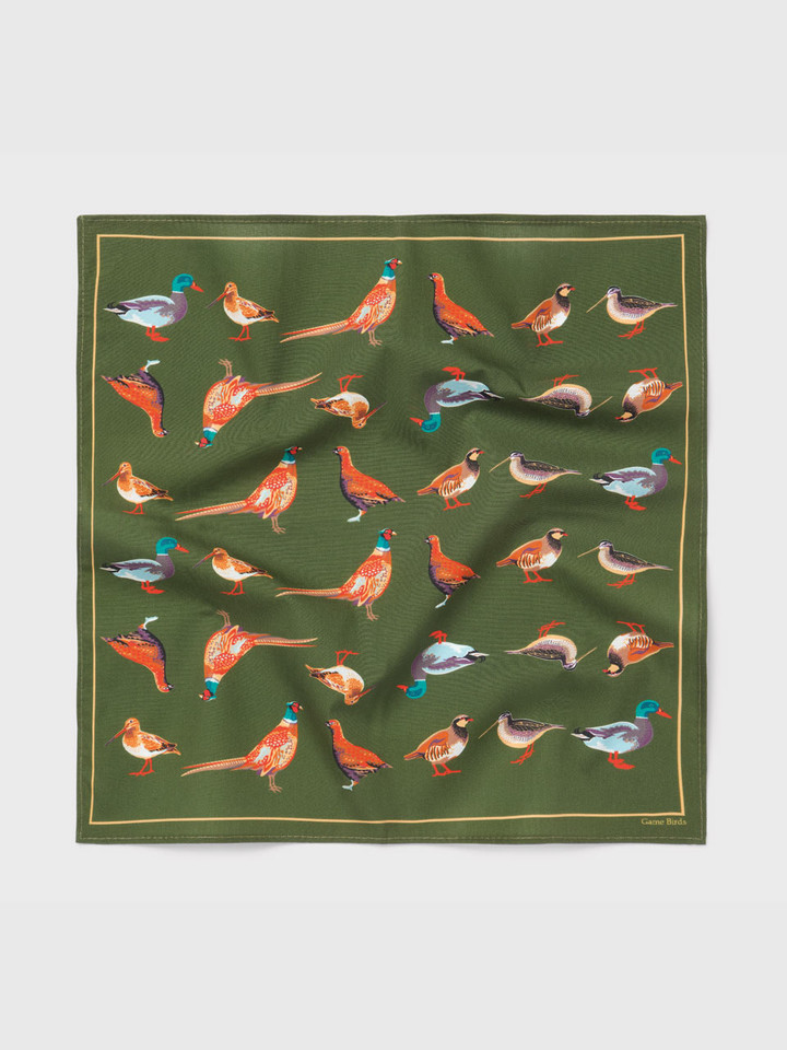 Green Birds Pocket Square