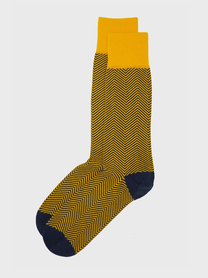Mens Yellow Lux Taylor Zig Zag Socks