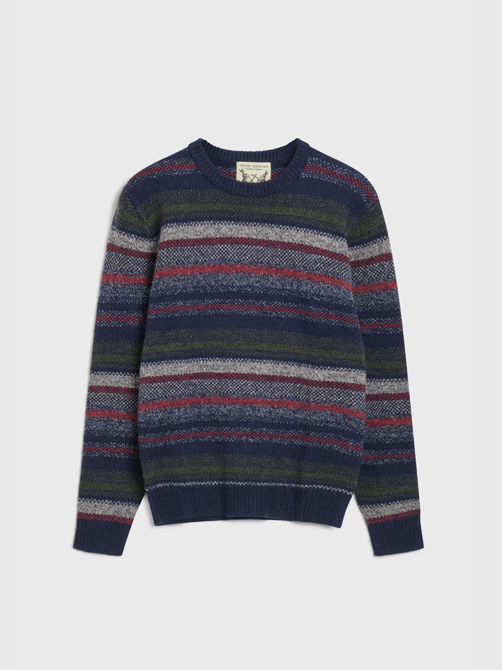 Navy Striped Knitted Jumper Flat