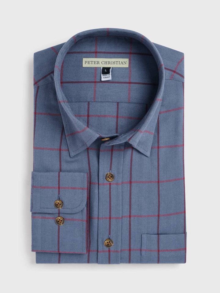 Steel Blue Windowpane Check