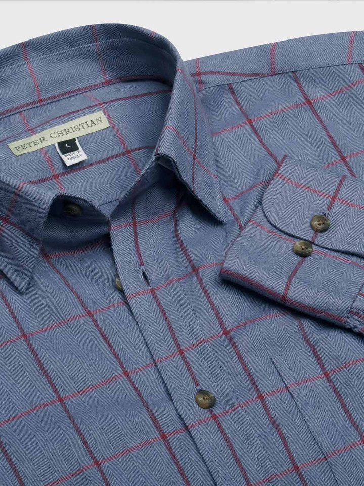 Steel Blue Windowpane Check