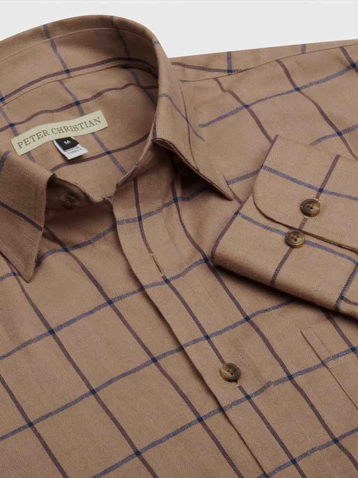 Tobacco Windowpane Check Shirt