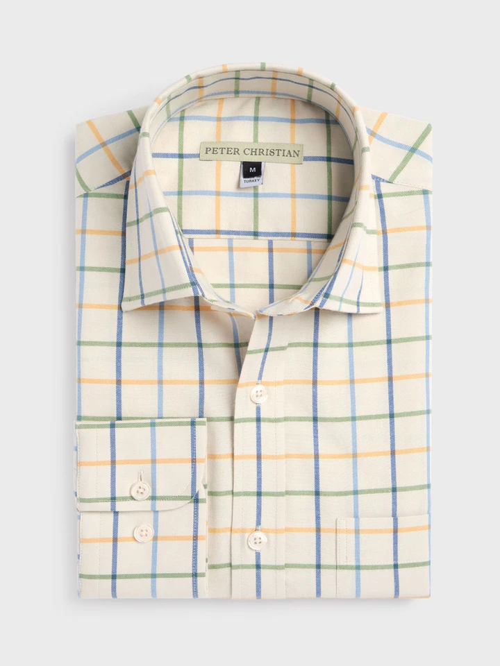 Green Big Check Tattersall Shirt Flat