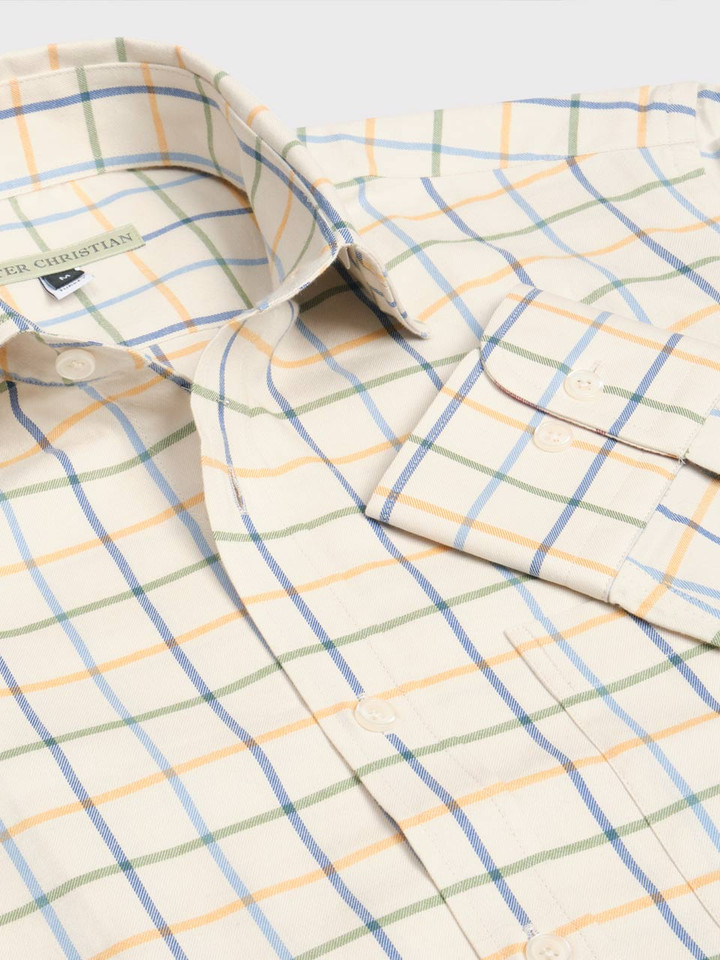 Green Big Check Tattersall Shirt Close Up