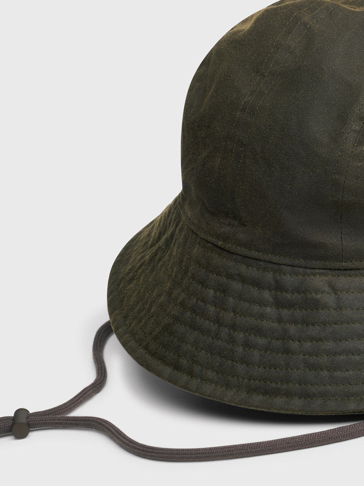 Olive Wax Bucket Hat Detail