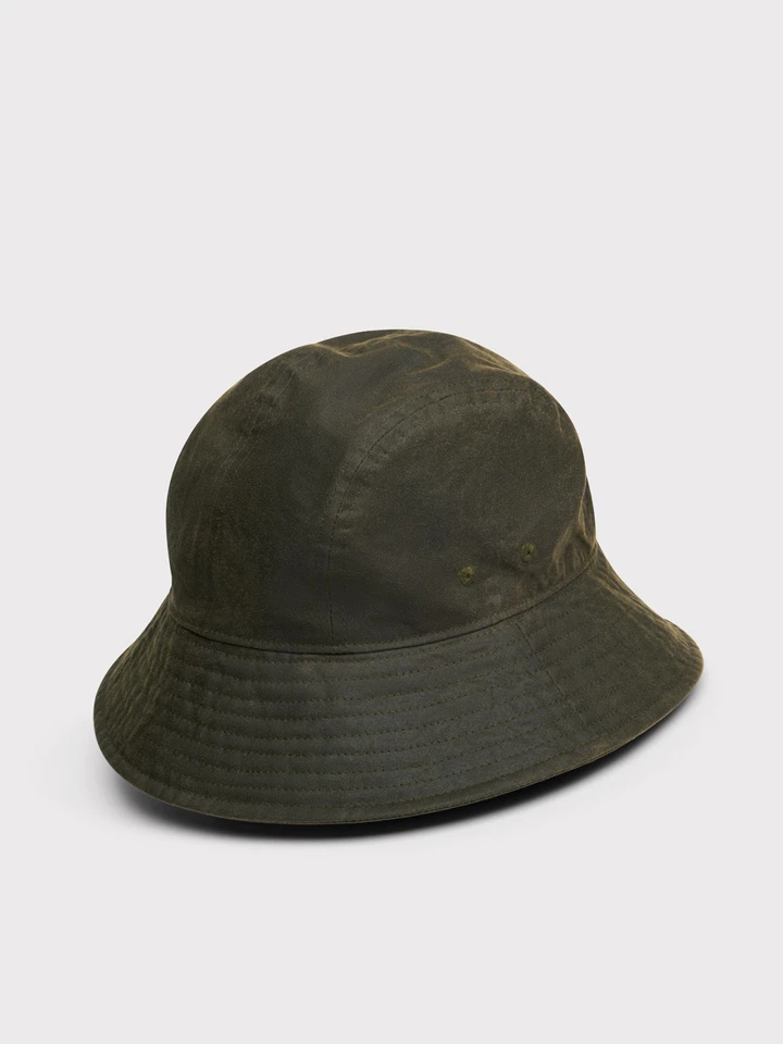 Olive Wax Bucket Hat Flat