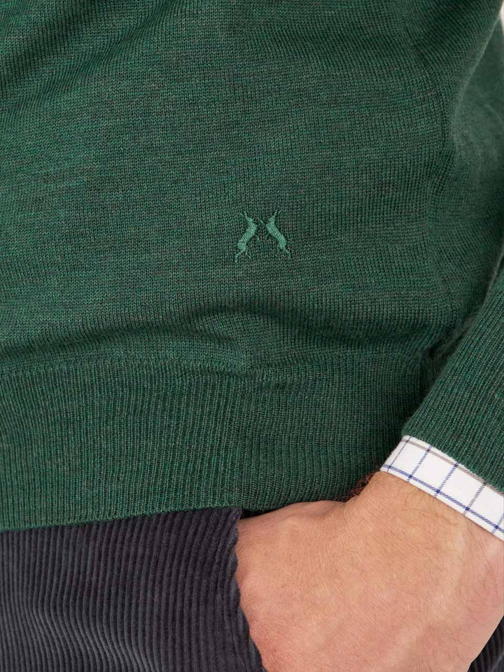 Pine Merino V-Neck Jumper Hares