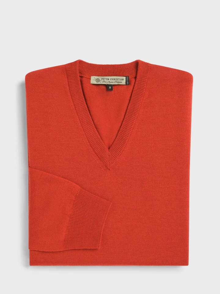 Spice Merino V-Neck Sweater Folded