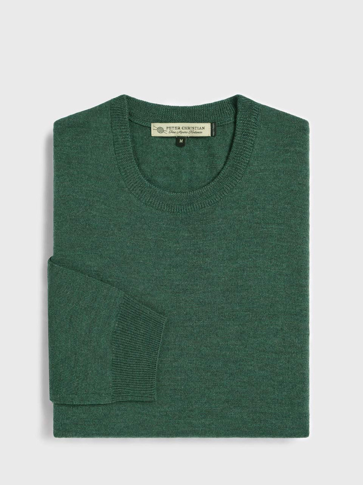 Pine Merino Crew Neck Jumper Folded