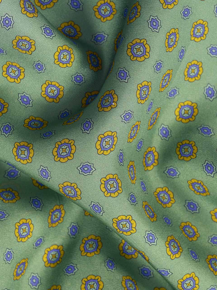 Mens Green Foulard Pocket Square Closeup