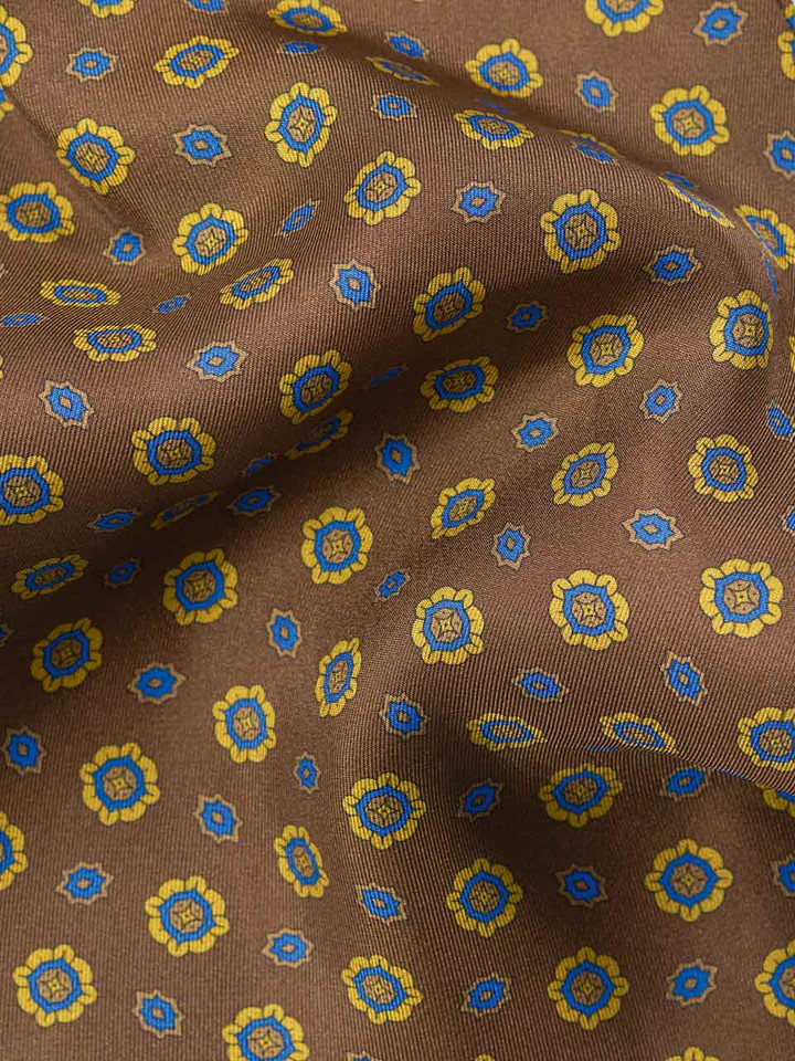 Mens Brown Foulard Pocket Square Closeup