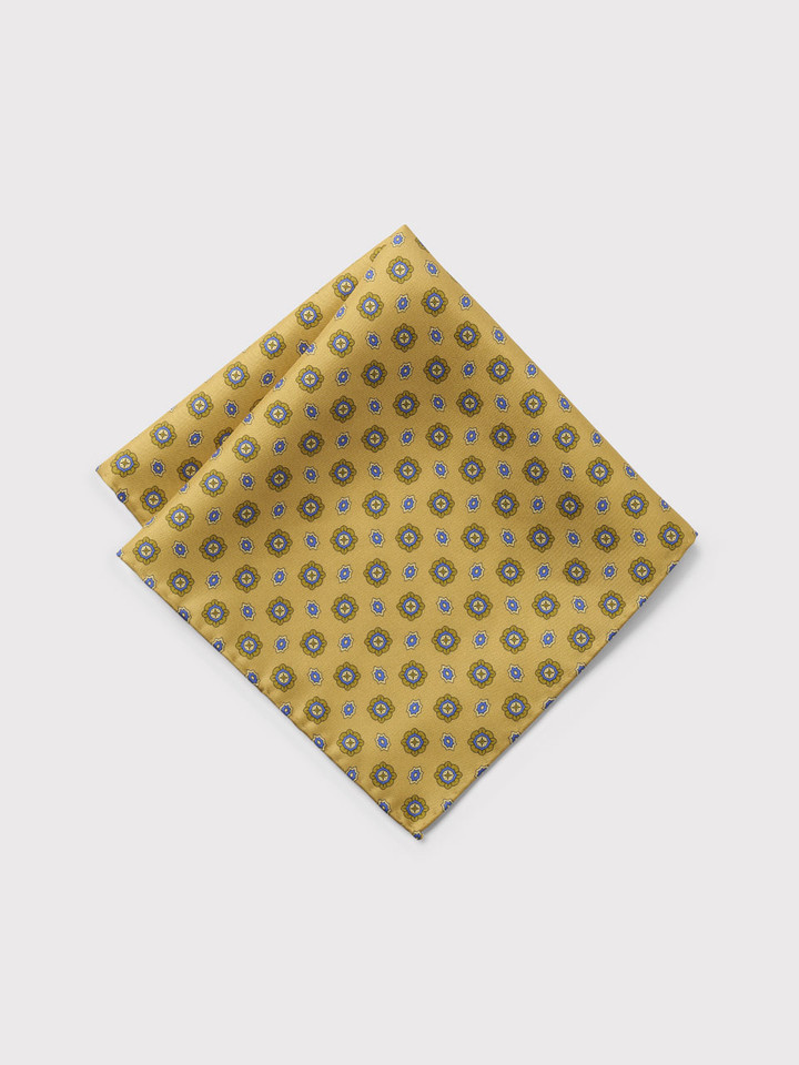 Mens Gold Foulard Pocket Square Folded