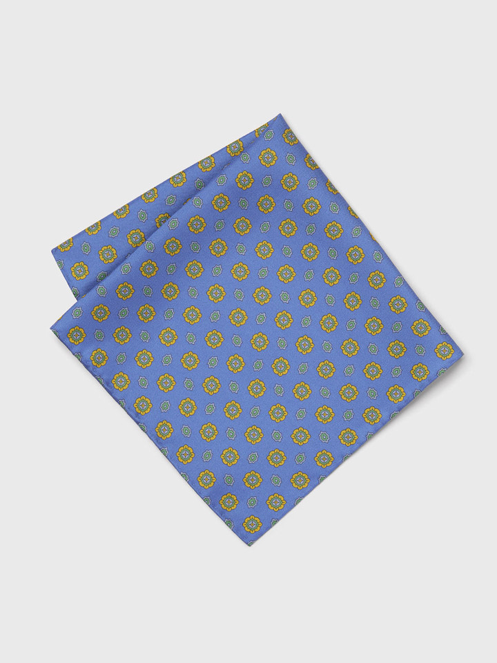 Blue Foulard Pocket Square Folded