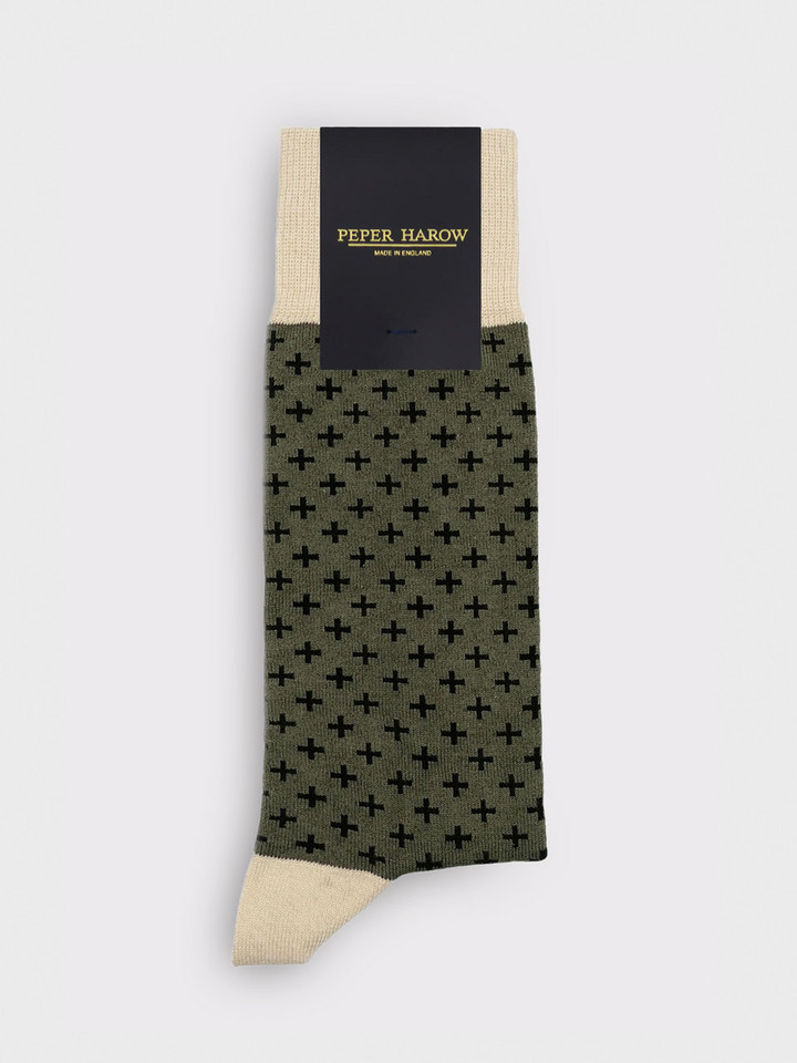 Green crosslet supima cotton socks