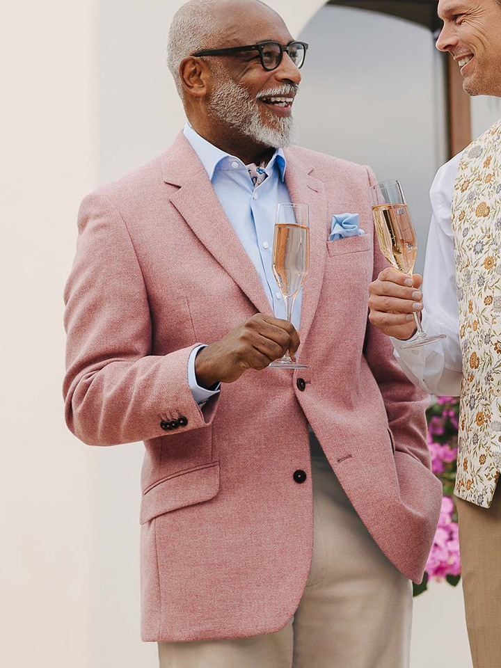 Mens Rosewood Lightweight Tweed Jacket Front on Model