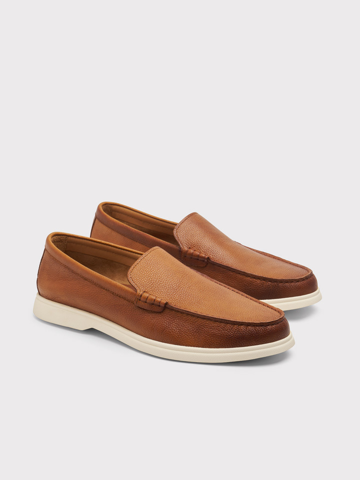 Tan Leather Grain Loafer Pair