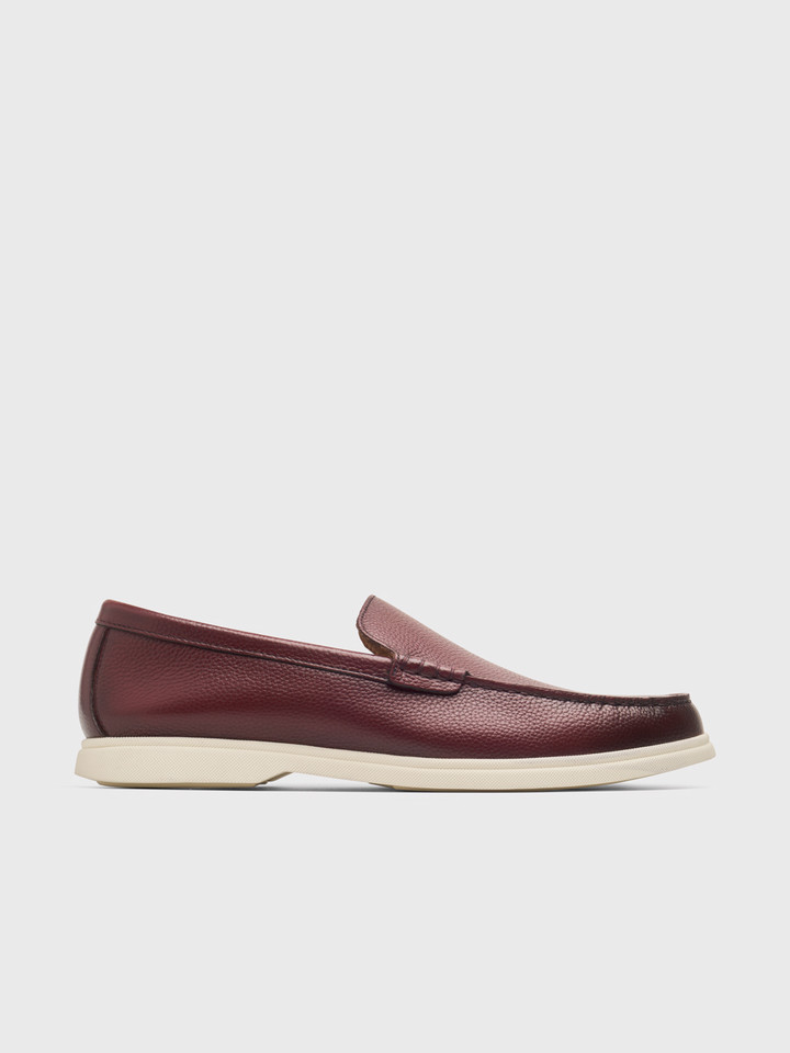 Wine Leather Grain Loafer Side