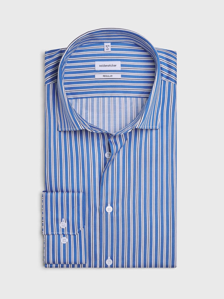 Blue Striped Seidensticker Shirt Folded