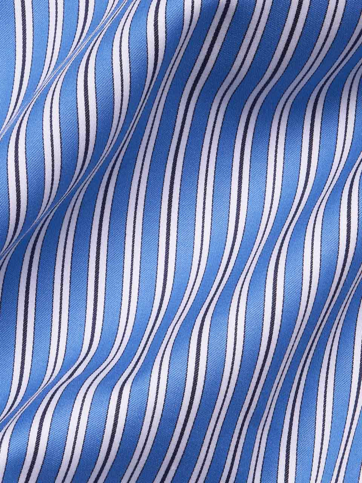 Mens Blue Striped Seidensticker Shirt Fabric Closeup