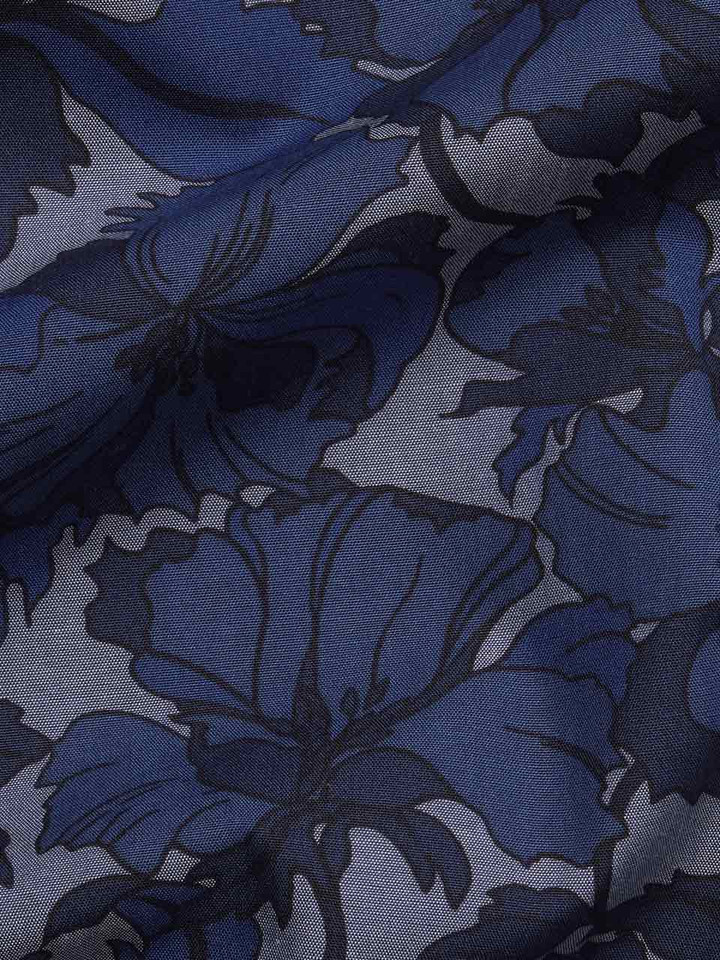 Mens Blue Floral Seidensticker Shirt Fabric Closeup