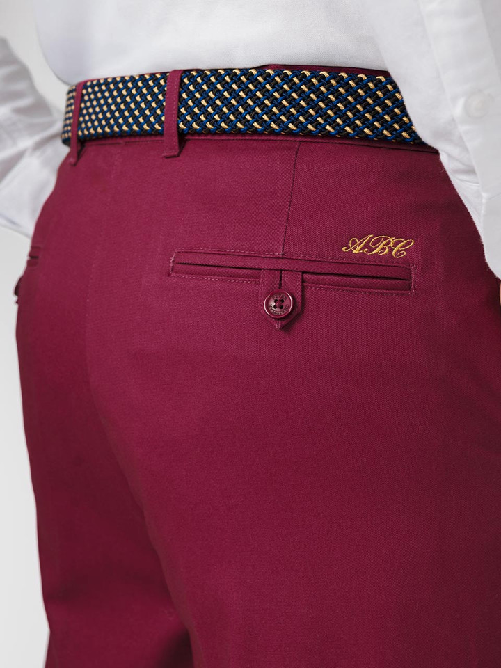 Mens Morello Flat Front Chinos on Model with Monogramming