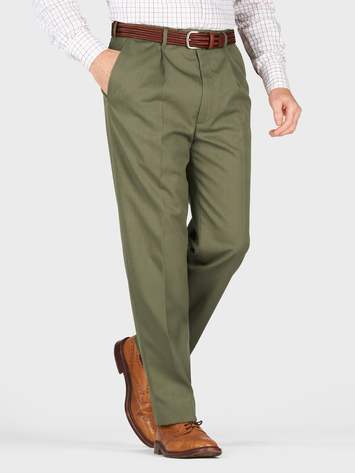 Mens Loden Deluxe Wool & Silk Trousers on Model