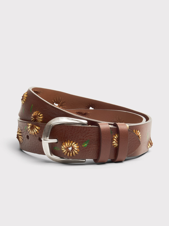 Sunflower Hand Painted Leather Belt