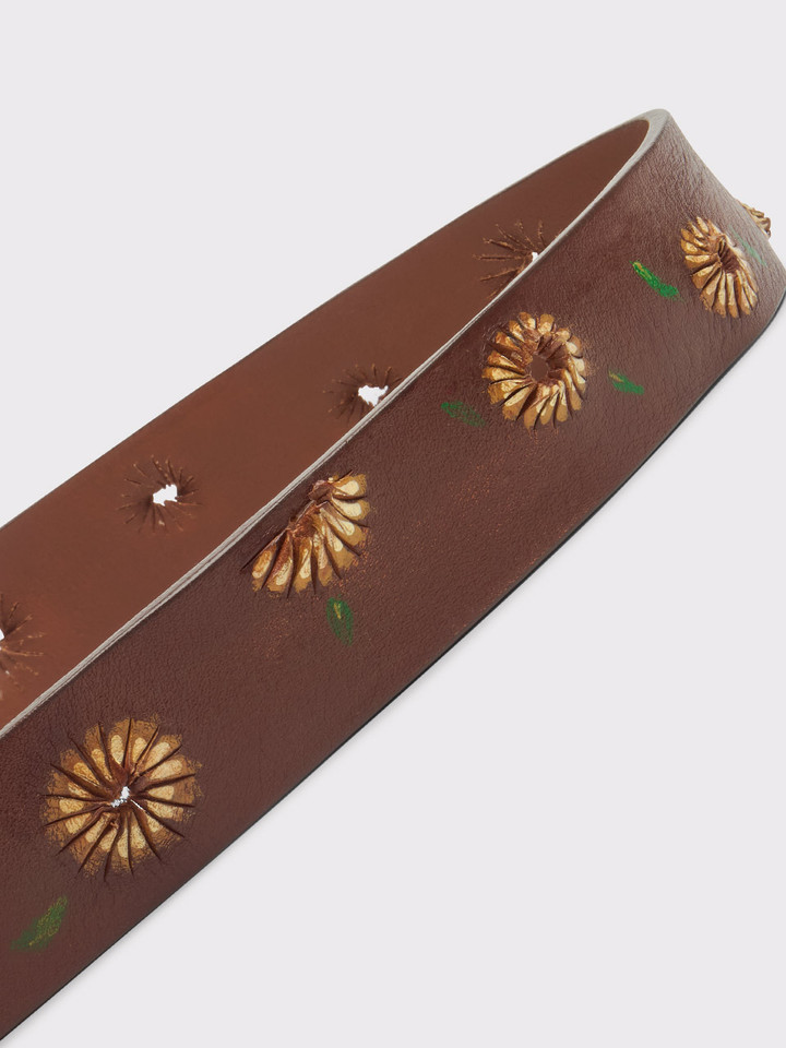 Sunflower Hand Painted Leather Belt