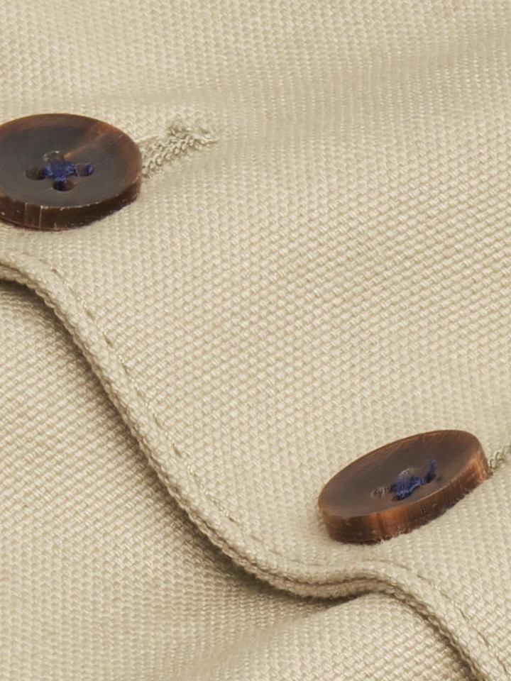 Mens Sand Canvas Waistcoat Buttons Closeup
