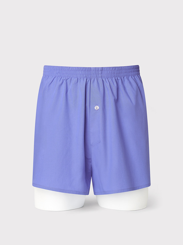 Mens 100% Cotton Blue Boxer Short 2 Pack - Blue