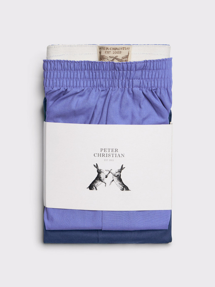Mens 100% Cotton Blue Boxer Short 2 Pack Packaging