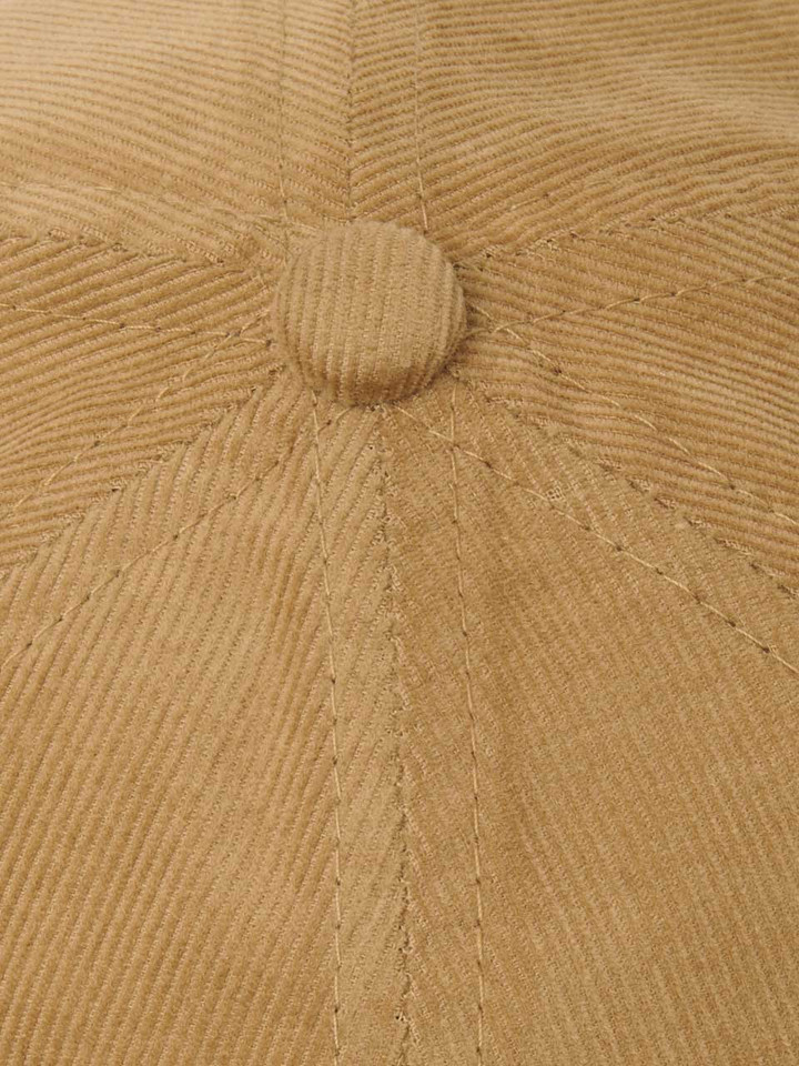 Mens Sand Corduroy Baseball Cap Fabric Closeup