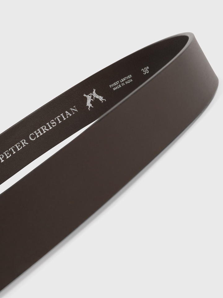 Mens Brown Essential Leather Belt Inside Details