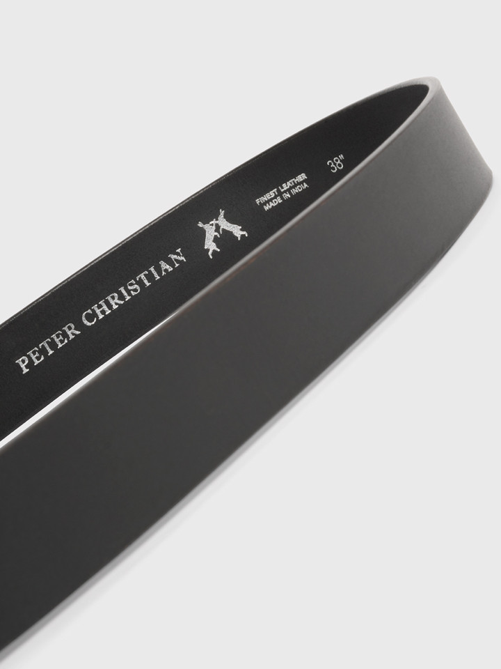 Mens Black Essential Leather Belt Inside Details