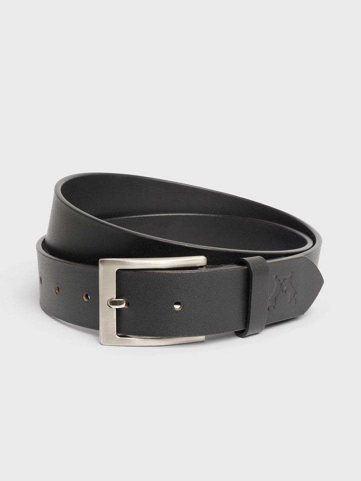Mens Black Essential Leather Belt Rolled