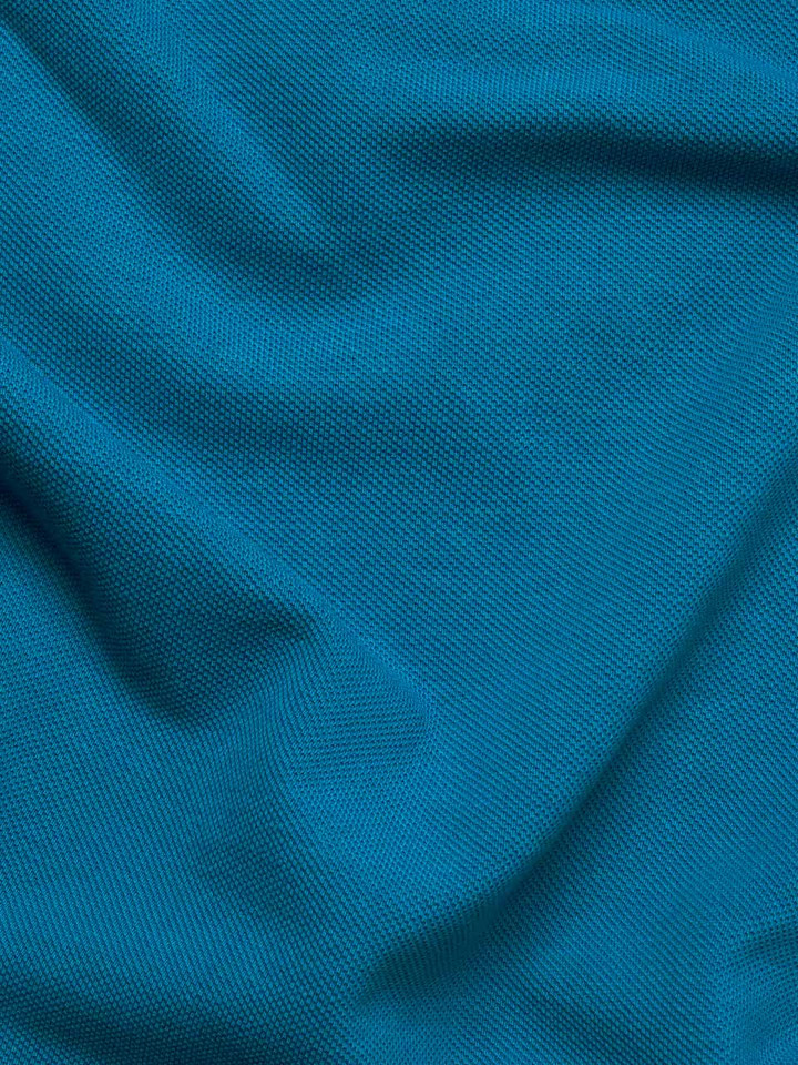 Azure Blue Polo Shirt Fabric Closeup