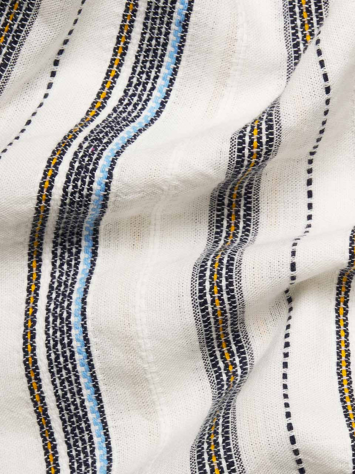 Mens Striped Textured Button Down Shirt Fabric Closeup