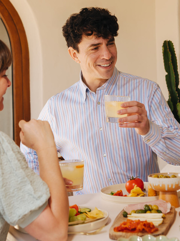 Blue and Claret Egyptian Cotton Long Sleeve Shirt