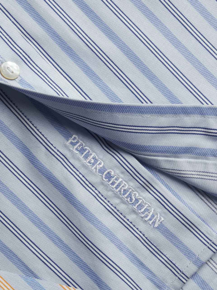 Blue and Navy Egyptian Cotton Short Sleeve Shirt