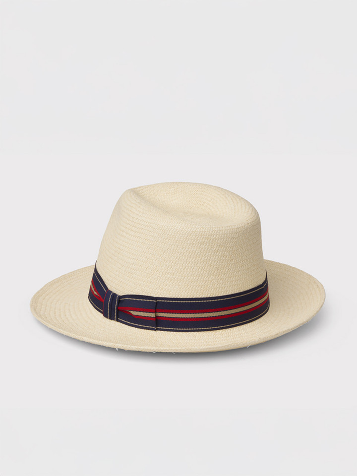 Natural Regimental Panama Hat Back