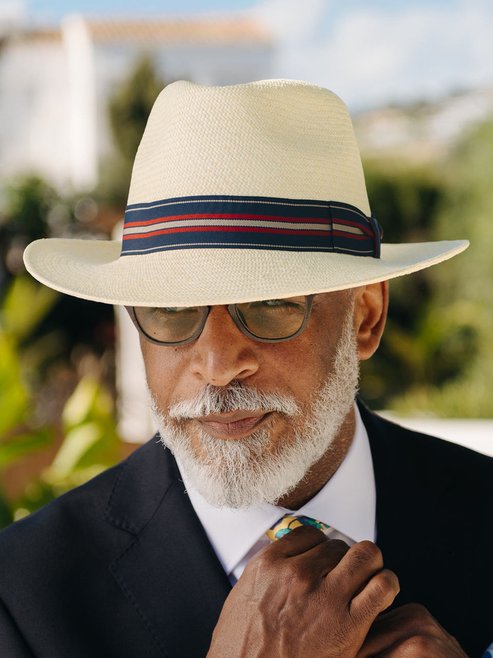 Natural Regimental Panama Hat Model