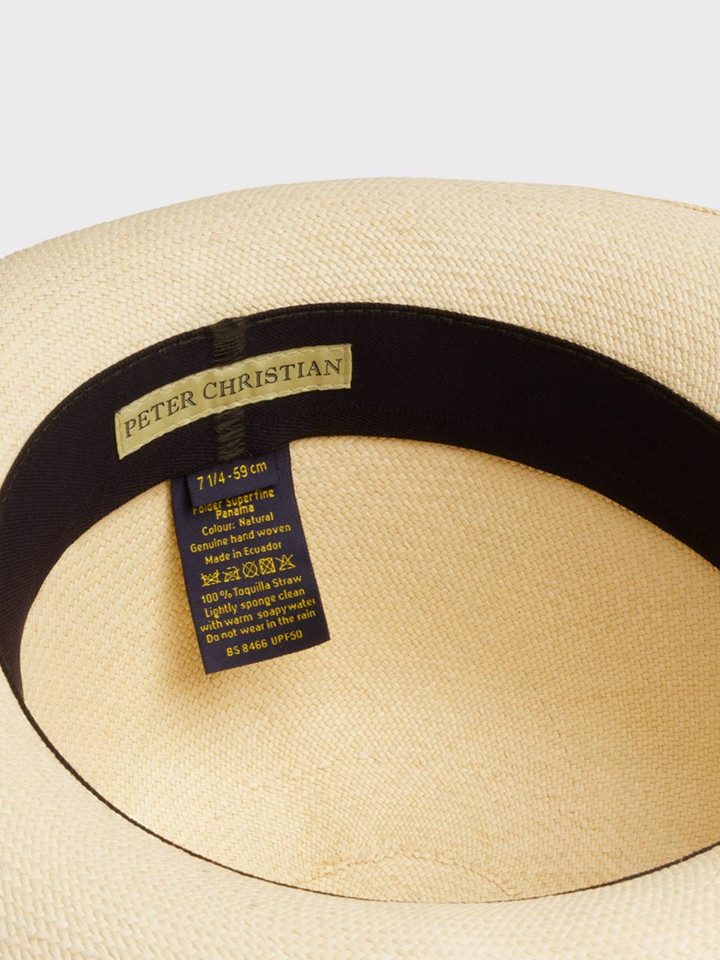 Mens Natural Folder Superfine Panama Hat Inside
