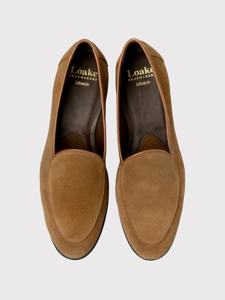 Loake Belgrave Suede Loafer in Chestnut